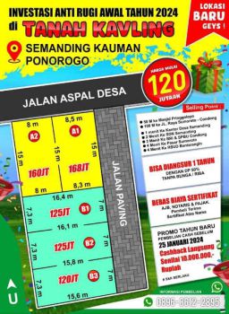 tanah kavling Semanding Kauman Sumoroto Ponorogo