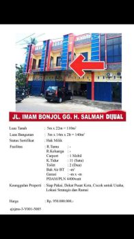 D jual cpt rmh kost 2 Lt d jl imam Bonjol,lokasi strategis&rame