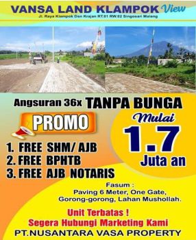 Promo Tanah Kavling Murah Malang SHM Klampok Singosari View Pegunungan