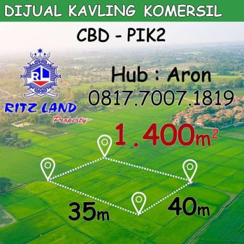 Dijual Tanah Kavling Komersil Huk 40x35 1.400m PIK 2 - bangun 12 lt