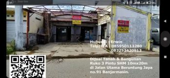 Dijual Murah Rumah Toko 3 Pintu 10mx20m SHM Murah (Butuh Uang) @350jt