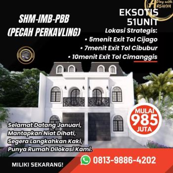 Rumah 2 Lantai bergaya American Classic Dekat LRT Harjamukti