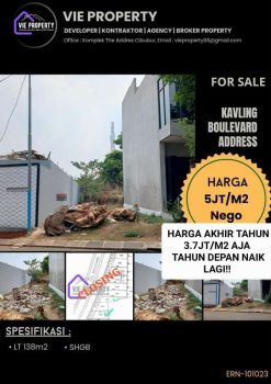 DIJUAL TANAH KAVLING BOULEVARD
