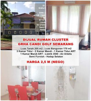 Rumah siap huni graha candi golf cluster semi furnish nego sampe deal