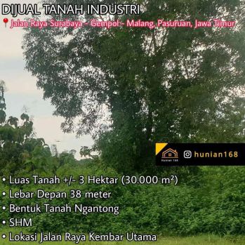Tanah Industri Gudang Pabrik Raya Arteri Porong Malang Gempol Surabaya