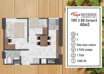 Disewakan Apartemen 2BR Tokyo Riverside Full Furnish