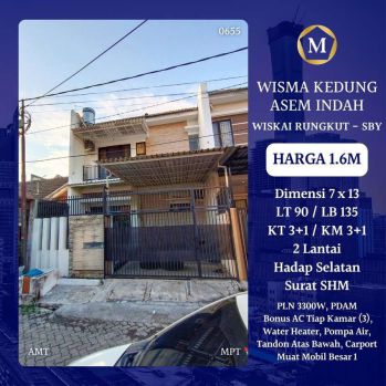 Rumah Wisma Kedung Asem Wiskai Rungkut Surabaya Timur dkt Nginden SHM