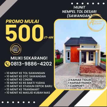 Rumah Dijual 1 Lantai Dekat Tol Desari