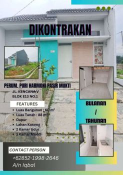 DISEWAKAN RUMAH 60/88 M² MINAT PC AJA