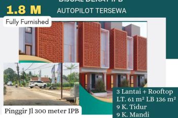 RUMAH KOST DIjual SHM Pinggir Jl 1 Menit IPB, 9KT Autopilot Tersewa Fully