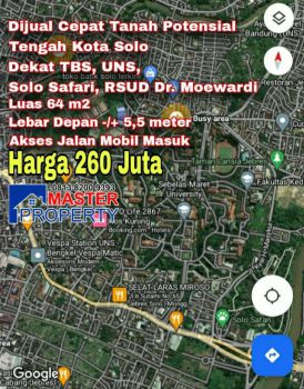 Dijual Cepat BU Tanah Murah Jebres - Solo Kota dekat UNS Solo