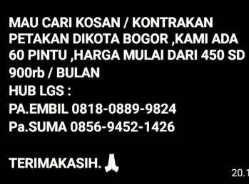 DIKONTRAKAN RUMAH PETAKAN STRATEGIS DI KOTA BOGOR