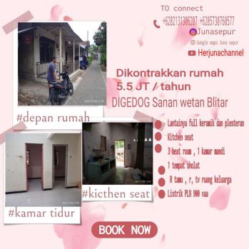 Disewakan rumah pertahun di gedog Sanan wetan Blitar