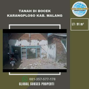 TANAH ADA BEKAS RUMAH POROS JALAN HARGA BAGUS DI KARANGPLOSO MALANG.