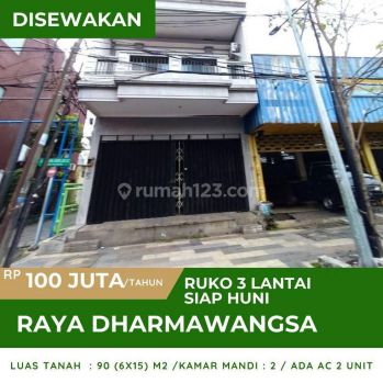 Disewakan Ruko 3 Lantai Siap Pakai Nol Raya Darmawangsa