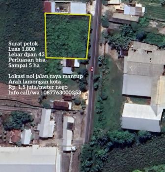 Tanah pinggir jalan raya mantup lamongan