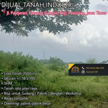 Tanah Industri Bekas Gudang Pabrik Raya Pajejeran Gunung Gangsir Beji