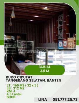 Dijual Ruko 4.5 Lantai Ciputat, Tangerang Selatan. Banten