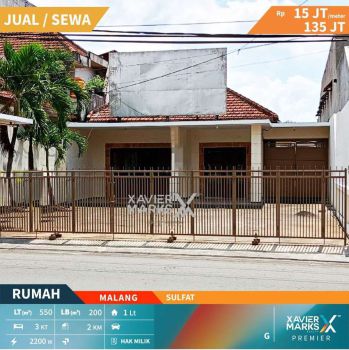 Disewakan Rumah cocok untuk usaha lokasi Strategis di Sulfat Malang