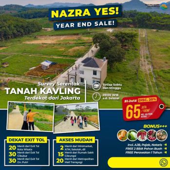 Tanah Kavling Murah Dekat Jakarta 20 Menit Exit Tol Kota Wisata