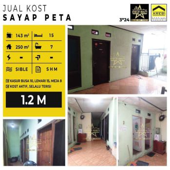 1.2M Jual cepat Kost an 15 kamar penuh di SAYAP JALAN PETA