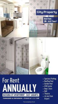 Disewakan Mulai 20jt/Thn Studio Unfurnish di Bassura City - B1129
