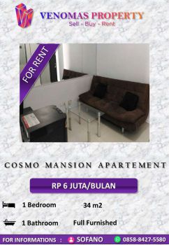 Disewakan Apartement Cosmo Mansion Full Furnished 1 Bedroom