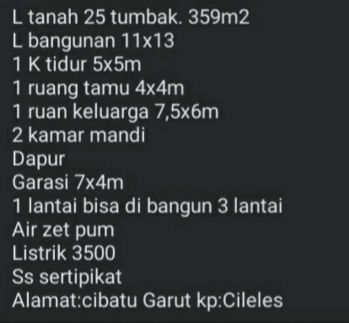 Jual rumah daerah garut