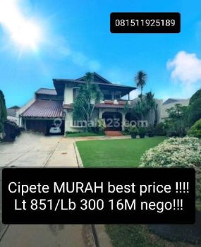 Cipete Best Price Murah Lt 850 16m Rumah Bisa Renov Shm