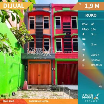 Ruko 3 Lantai Lokasi Strategis di Soekarno Hatta Kota Malang