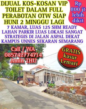 DIJUAL KOS-KOSAN VIP 7 KAMAR FULL TOILET DALAM, FULL PERABOTAN SHM
