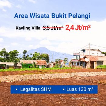 Tanah Villa 130 M2 Area Wisata Bukit Pelangi. Free Shm.