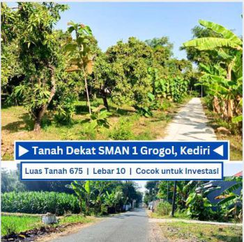Jual Murah Tanah di Kediri Dekat SMAN 1 Grogol