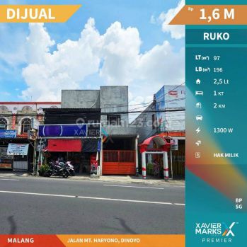 Dijual Ruko Bagus Strategis di Jln Utama Mt Haryono Dinoyo Malang