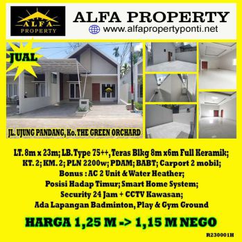 Dijual Rumah Baru The Green Orchard Timur Full Keramik Pontianak Kota