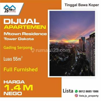 Dijual Cepat Apartement 2 BR Fully Furnish Di M Town Serpong