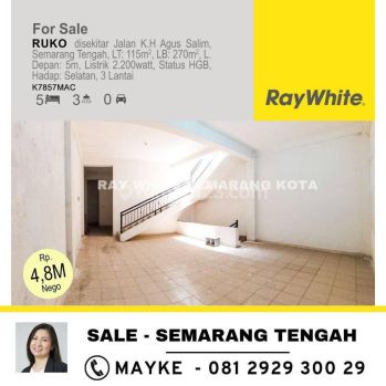 Ruko 3 lantai di jl. Agus Salim  dekat dengan Kota Lama Semarang