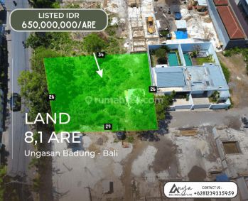 Tanah Hak Milik Seluas 8,1 Are Lokasi Premium Pinggir Jalan Raya Depan Pecatu