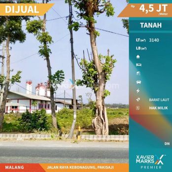 Tanah Lokasi Strategis Nol Jalan Raya Kebonagung Pakisaji Malang Bp1062