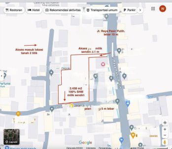 Tanah di Pasir Putih, Sawangan. Harga hampir NJOP. 2 akses jalan