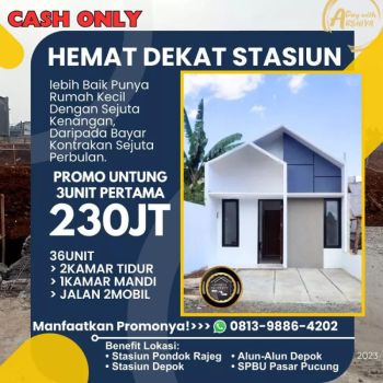 Miliki! Rumah 1 Lantai 200 juta-an Dekat Stasiun Pondok Rajeg