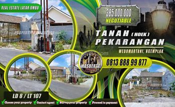 Tanah Pekarangan Hoek Siap Bangun