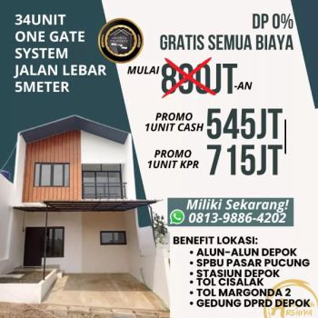 Miliki  Rumah murah 2 Lantai Dekat Alun-Alun GDC, Free Biaya-Biaya