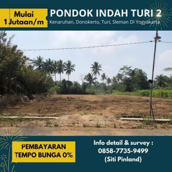 1 JUTAAN/METER TANAH KAVLING DEKAT JL SLEMAN TURI