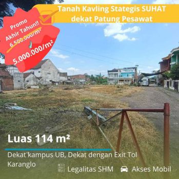 tanah Kavling Strategis Suhat dekat Patung Pesawat Malang