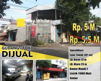 Dijual Gudang dan Toko Mojosongo Solo, siap pakai, lokasi ramai