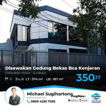 Disewakan gedung bekas bca nol jalan raya kenjeran surabaya