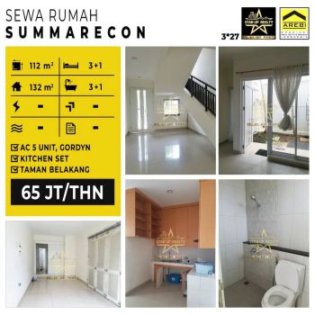65jt disewakan rumah summarecon Bandung 2 lantai kt 3+1 plus km 3+1