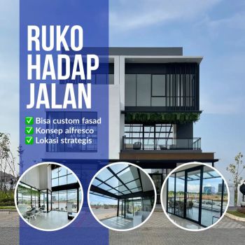 Dijual ruko hadap jalan bebas ubah fasad di Gading Serpong