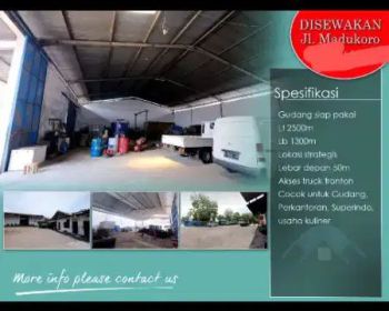 Disewakan gudang di Madukoro raya